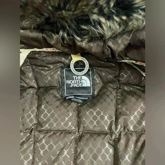 The North Face Goose‎ Down Fur Hood Buckle Jacket Coat Hyvent Woman’s XS Brown B - Picture 8 of 13